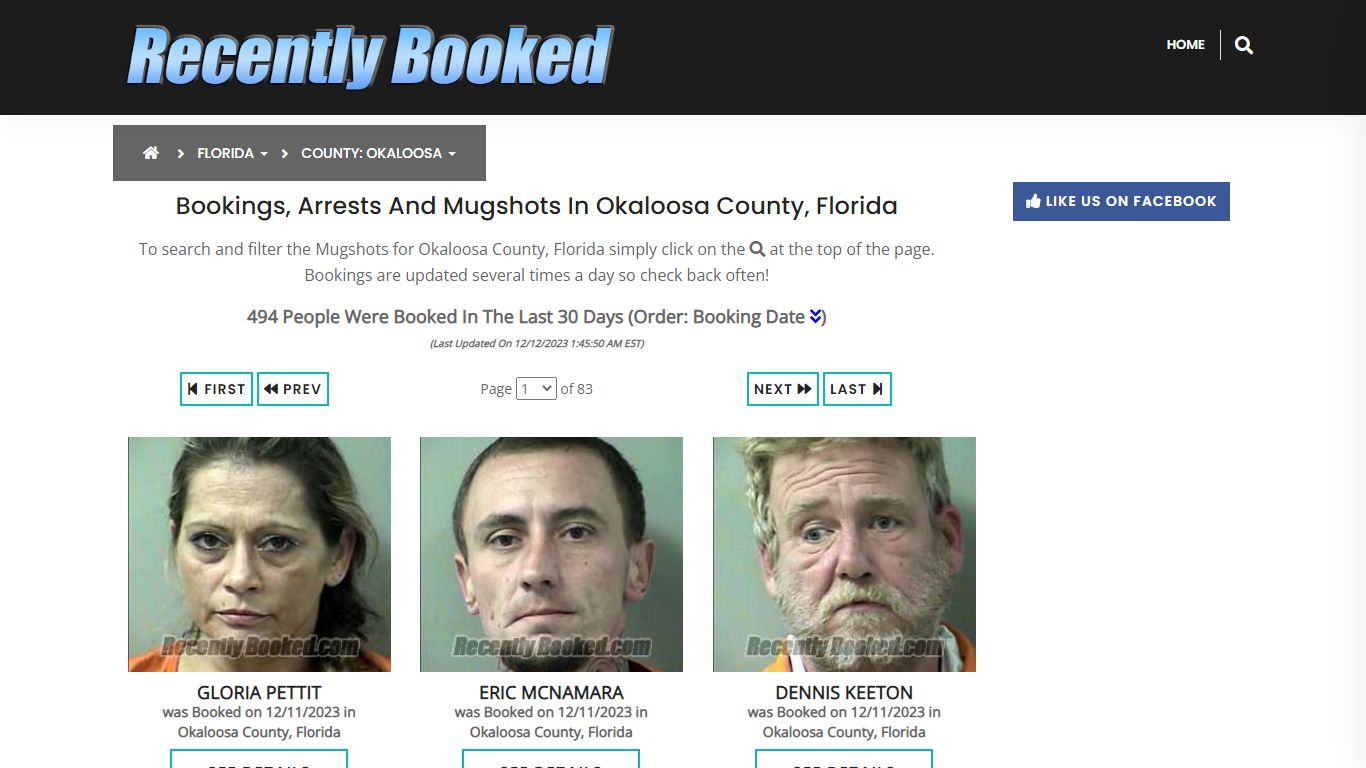 Bookings, Arrests and Mugshots in Okaloosa County, Florida